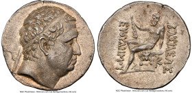 BACTRIAN KINGDOM. Euthydemus I (ca. 225-200 BC). AR tetradrachm (29mm, 16.55 gm, 11h). NGC Choice AU 5/5 - 4/5, Fine Style. Attic standard. Diademed h...