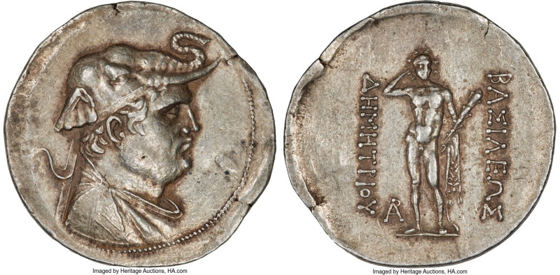 BACTRIAN KINGDOM. Demetrius I (ca. 200-185 BC). AR tetradrachm (35mm, 16.88 gm, ...