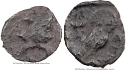 JUDAEA. Yehud Era. Persian Rule (pre-333 BC). AR gerah (8mm, 0.29 gm, 11h). NGC VF 4/5 - 2/5. Head of Persian king right, wearing jagged crown / YHD (...