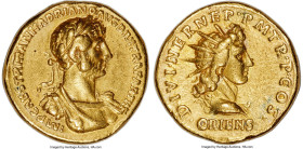 Hadrian (AD 117-138). AV aureus (19mm, 7.21 gm, 6h). NGC Choice VF 5/5 - 3/5, Fine Style, edge marks. Rome, AD 117. IMP CAES TRAIAN HADRIANO AVG DIVI ...