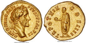 Antoninus Pius, as Augustus (AD 138-161). AV aureus (19mm, 7.24 gm, 5h). NGC Choice XF 5/5 - 4/5, ex-jewelry. Rome, AD 155-156. ANTONINVS AVG-PIVS P P...