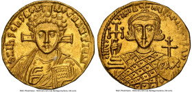 Justinian II Rhinotmetus, Second Reign (AD 705-711). AV solidus (20mm, 4.47 gm, 6h). NGC Choice AU 5/5 - 4/5. Constantinople, AD 705-711. d N IhS ChS ...