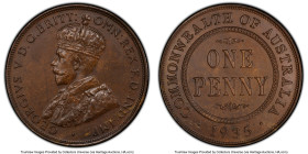 George V Proof Penny 1935-(m) PR64 Brown PCGS, Melbourne mint, KM23. Mintage: 100. Satiny smooth chocolate-brown fields define this scarce piece that ...