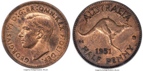 George VI Proof 1/2 Penny 1951-PL PR64 Red and Brown PCGS, KM42. Very scarce issue, a type that we haven’t handled since 2019, presented here with a w...