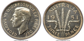 George VI Proof 3 Pence 1951-PL PR66 PCGS, KM44. A full two points ahead of its closest competitor at PCGS and a type we’ve only handled once before, ...
