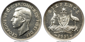 George VI Proof 6 Pence 1951-PL PR64 PCGS, KM45. Another extremely scarce Proof issue, offered by Heritage for the first time as a standalone piece. T...