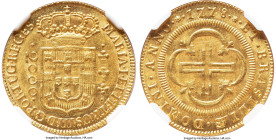 Maria I & Pedro III gold 2000 Reis 1778-(L) MS64 NGC, Lisbon mint, KM209, LMB-450. Pleasing to find this issue in such an excellent state of preservat...