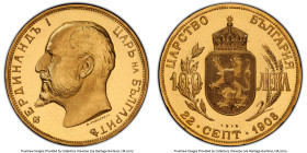 Republic gold Proof Restrike 100 Leva 1912-Dated (1967-1968) PR69 Cameo PCGS, Sofia mint, KM34, cf. Fr-5 (original Proof). Mintage: 1,000. National Ba...