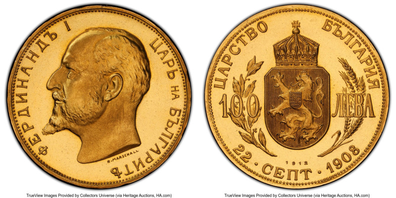 Republic gold Proof Restrike 100 Leva 1912-Dated (1967-1968) PR68 Cameo PCGS, So...