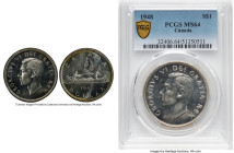 George VI Dollar 1948 MS64 PCGS, Royal Canadian mint, KM46. Mintage: 18,780. Breaking through the census bottleneck and approaching Gem status, this k...