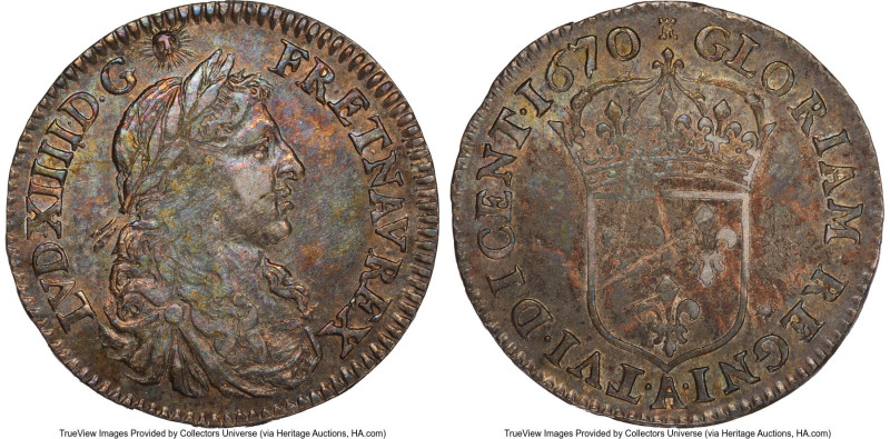 Louis XIV 5 Sols 1670-A AU53 PCGS, Paris mint, W-11605, Martin 9-K, Lecompte-186...