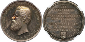 Prussia. Friedrich Wilhelm silver "British Royal Visit" Medallic 2 Taler 1877-Dated MS64 NGC, Gaed-Unl, Marienburg-Unl. 34mm. A fantastic medal of Pie...