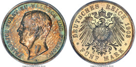 Waldeck-Pyrmont. Friedrich Proof 5 Mark 1903-A PR64 PCGS, Berlin mint, KM192, J-171. Mintage: 300. A wonderful Proof 5 Mark from this desirable provin...