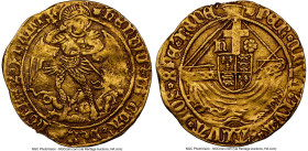 Henry VII (1485-1509) gold Angel ND (1490-1504) AU50 NGC, Tower mint, S-2183, N-1696. 5.05gm. Class III New Type. Scallop mint mark. An attainable exa...