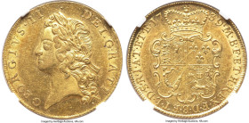 George II gold 2 Guineas 1739 AU58 NGC, KM578, S-3667B, Fr-336b. Brilliant luminosity sharpens the canary-gold patina, elevated by a balanced strike. ...