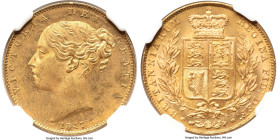 Victoria gold Sovereign 1847 MS62 NGC, KM736.1, S-3852, Fr-387e. Displaying attractive cabinet toning associated with older collections, supported by ...