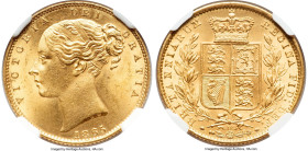 Victoria gold Sovereign 1865 MS65 NGC, KM736.2, S-3853. Die #18. A difficult date to locate even in Choice condition, yet this specimen ties with one ...