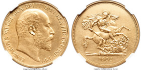 Edward VII gold Matte Proof 5 Pounds 1902 PR61 NGC, KM807, S-3966, Fr-398a. The largest gold type of Edward VII's relatively short reign. Pedigreed to...