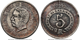 Kalakaua I 5 Cents 1881 AU Details (Cleaned) NGC, Paris mint, KM2, M&R-2CN.1. Mintage of approximately 200. During King Kalakauna's journey around the...