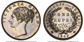 British India. Victoria Proof Pattern Restrike Rupee 1849 PR62 PCGS, Royal mint, KM-PnI13, S&W-3.32. Type B/SG. Reeded edge. Continuous legend. 25 ber...