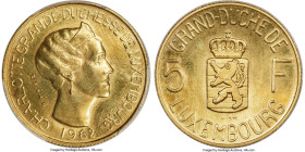 Charlotte gold Essai Specimen 5 Francs 1962 SP63 PCGS, Brussels mint, KM-E63. Mintage: 50. An altogether elusive gold striking, and just the second ex...
