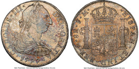 Charles III 8 Reales 1777 Mo-FM MS62 NGC, Mexico City mint, KM106.2, Cal-1113. The dappled obverse surface conceals a pleasing admixture of color as w...