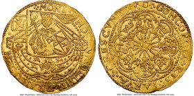 Utrecht. Provincial gold Imitative 1/2 Rose Noble ND (c. 1600-1602) MS64 NGC, KM5, Fr-279, Delm-960. 3.77gm. A scintillating representative of the ear...