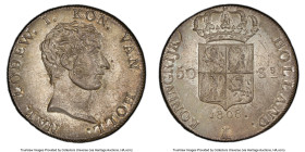 Kingdom of Holland. Louis Napoleon 50 Stuivers 1808-(Bee) MS65 PCGS, Utrecht mint, KM28, Schulman-149. Big bee mintmark. Delicately mottled surfaces w...