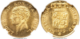 Kingdom of Holland. Louis Napoleon gold Ducat 1809 MS66 NGC, Utrecht mint, KM38, Fr-322. Crowned Arms reverse. A veritable conditional outlier as the ...