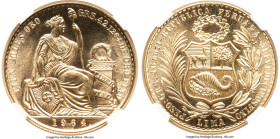 Republic gold 100 Soles 1964 MS65 NGC, Lima mint, KM231, Fr-78. Seated Liberty type. From the Globus Collection HID09801242017 © 2024 Heritage Auction...