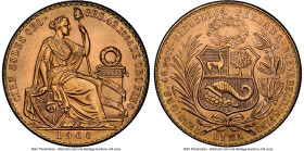 Republic gold 100 Soles 1966 MS65 NGC, Lima mint, KM231, Fr-78. Mintage: 3,409. HID09801242017 © 2024 Heritage Auctions | All Rights Reserved www.HA.c...