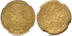 Carol I gold 50 Lei 1906-(b) AU53 NGC, Brussels mint, KM39, Fr-6. Struck to commemorate Carol's 40th anniversary of reign. HID09801242017 © 2024 Herit...