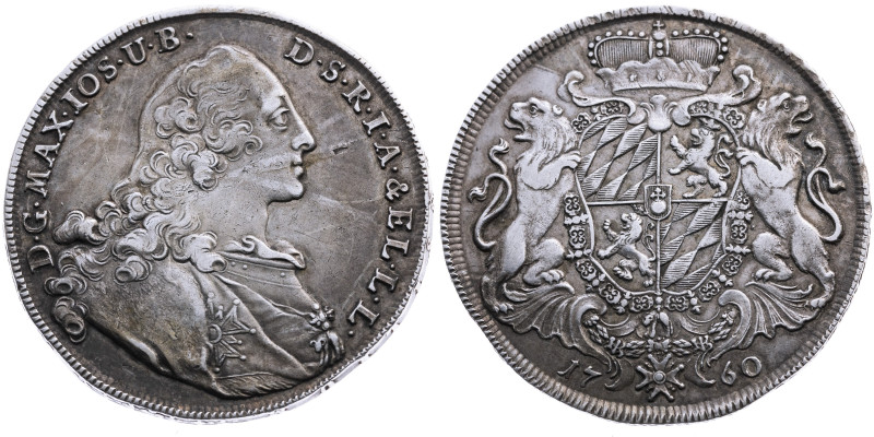 Bayern 
Kurfürstentum. Maximilian III. Joseph, 1745-1777
Wappentaler
1760
Mü...