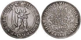 Braunschweig-Wolfenbüttel 
Herzogtum. Heinrich Julius, 1589-1613
Taler
1604
Zellerfeld

Vs: Wilder Mann stehend von vorn mit Baumstamm in der re...