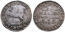 Braunschweig-Wolfenbüttel 
Herzogtum. Rudolph August und Anton Ulrich, 1685-1704
24 Groschen
1693
Braunschweig

Vs: Springendes Ross n. l., Umsc...