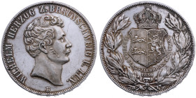 Braunschweig-Wolfenbüttel 
Herzogtum. Wilhelm, 1831-1884
Doppeltaler
1856
Braunschweig

auf das 25j. Regierungsjubiläum
Vs: Kopf n. r., Umschri...