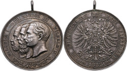 Deutschland 
Kaiserreich. Wilhelm II., 1888-1918
Tragbare Silber-Medaille
1888

auf das Dreikaiserjahr
Vs: Köpfe Wilhelms I., Friedrichs III. un...