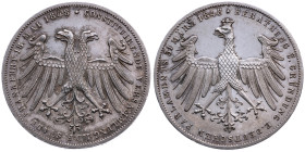 Frankfurt am Main 
Stadt
Gulden
1848

auf die Konstituierung des Parlaments
Vs: Doppeladler, Umschrift
Rs: Gekrönter Adler, Umschrift. Randschr...