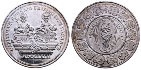 Freising 
Bistum. Sedisvakanz, 1761-1763
Nachprägung
Silber-Medaille
o. J.

Nachprägung der Silber-Medaille 1763
Vs: Hl. Korbinian und König Si...