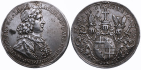 Fulda 
Abtei. Placidus von Droste, 1678-1700
Taler
1688

Vs: Brustbild im Talar n. r., Umschrift
Rs: Dreifach behelmtes ovales Wappen, Umschrift...