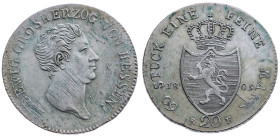 Hessen-Darmstadt 
Großherzogtum. Ludwig I. (X.), 1806-1830
20 Kreuzer
1809
Darmstadt

Vs: Brustbild n. r., Umschrift
Rs: Gekröntes Wappen, Umsc...