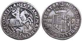 Mansfeld-V.O.L. Bornstedt 
Grafschaft. Franz Maximilian und Heinrich Franz, 1644-1692
1/3 Taler
1672
Eisleben

Vs: Hl. Georg zu Pferd n. r. bekä...