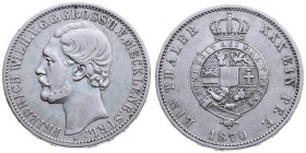 Mecklenburg-Strelitz 
Großherzogtum. Friedrich Wilhelm, 1860-1904
Vereinstaler
1870
Berlin

Vs: Kopf n. r., Umschrift: "Friedrich Wilh. v. G. G....