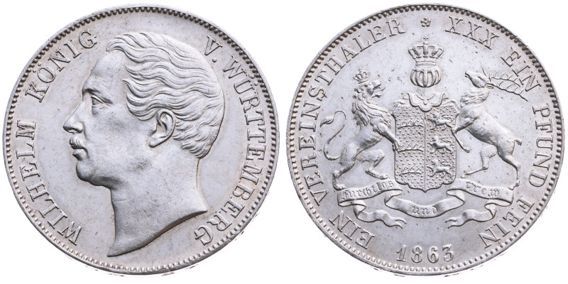 Württemberg 
Königreich. Wilhelm I., 1816-1864
Vereinstaler
1863
Stuttgart
...