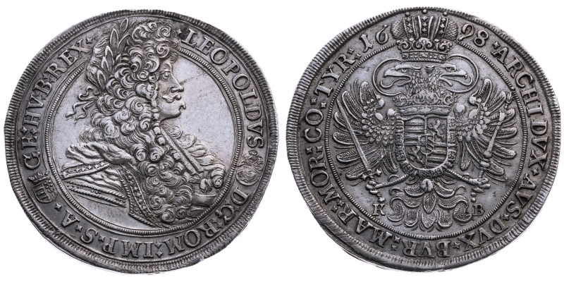 Habsburg 
Leopold I., 1657-1705
Breiter Taler
1698
Kremnitz

Vs: Drapierte...