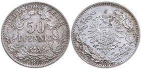 Deutschland Kaiserreich 1871-1918 
50 Pfennig
1877
D München

Vs: Wertangabe, Eichenkranz
Rs: Gekrönter Adler mit Wappen in Eichenkranz
Rand: G...