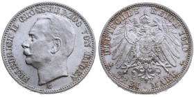 Baden 
Großherzogtum. Friedrich II., 1907-1918
3 Mark
1910
Karlsruhe Mzz. G

Vs: Kopf des Großherzogs Friedrich II. nach links, unten Münzstätte...