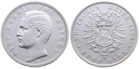 Bayern 
Königreich. Otto, 1886-1913
5 Mark
1888
München Mzz. D

Vs: Kopf des Königs Otto nach links, unten Münzstättenbuchstabe, Umschrift "OTTO...
