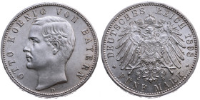 Bayern 
Königreich. Otto, 1886-1913
5 Mark
1898
München Mzz. D

Vs: Kopf des Königs Otto nach links, unten Münzstättenbuchstabe, Umschrift "OTTO...