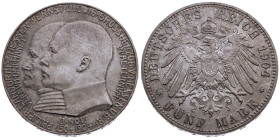 Hessen 
Großherzogtum. Ernst Ludwig, 1892-1918
5 Mark
1904
A Berlin

400. Geburtstag des Landgrafen Philipp von Hessen
Vs: Gestaffelte Brustbil...